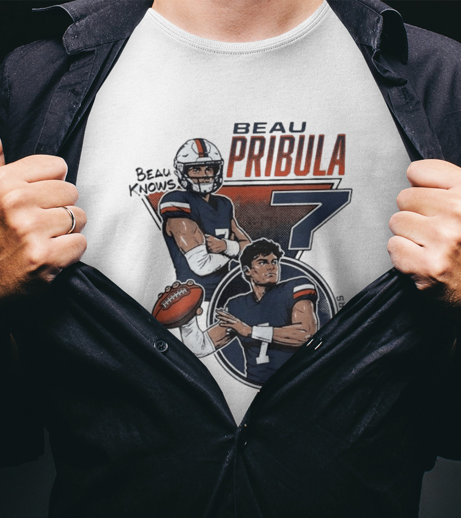 Beau Pribula No 7 Virginia Cavaliers Football Beau Knows T-Shirt