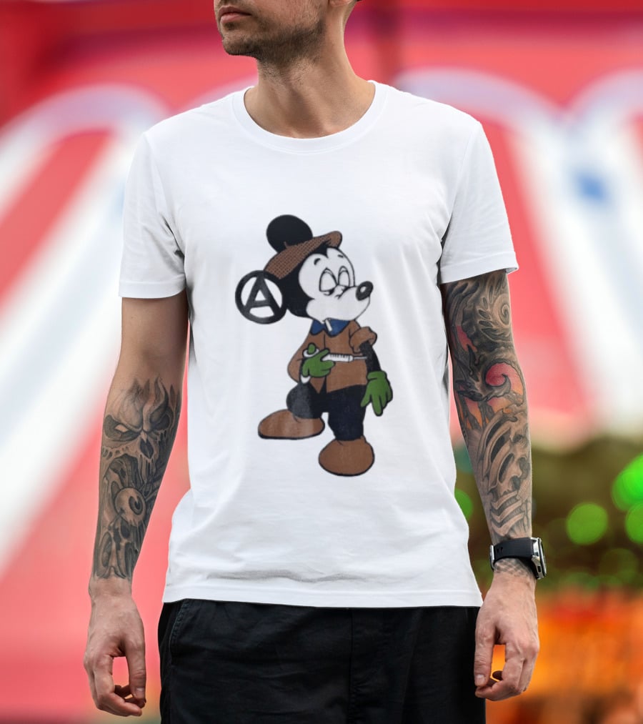 Bootleg Halftone Cartoon Mouse Anarchy Syringe T-Shirt