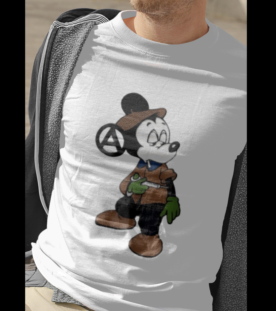 Bootleg Halftone Cartoon Mouse Anarchy Syringe T-Shirt