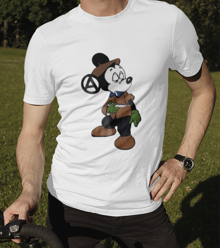 Bootleg Halftone Cartoon Mouse Anarchy Syringe T-Shirt
