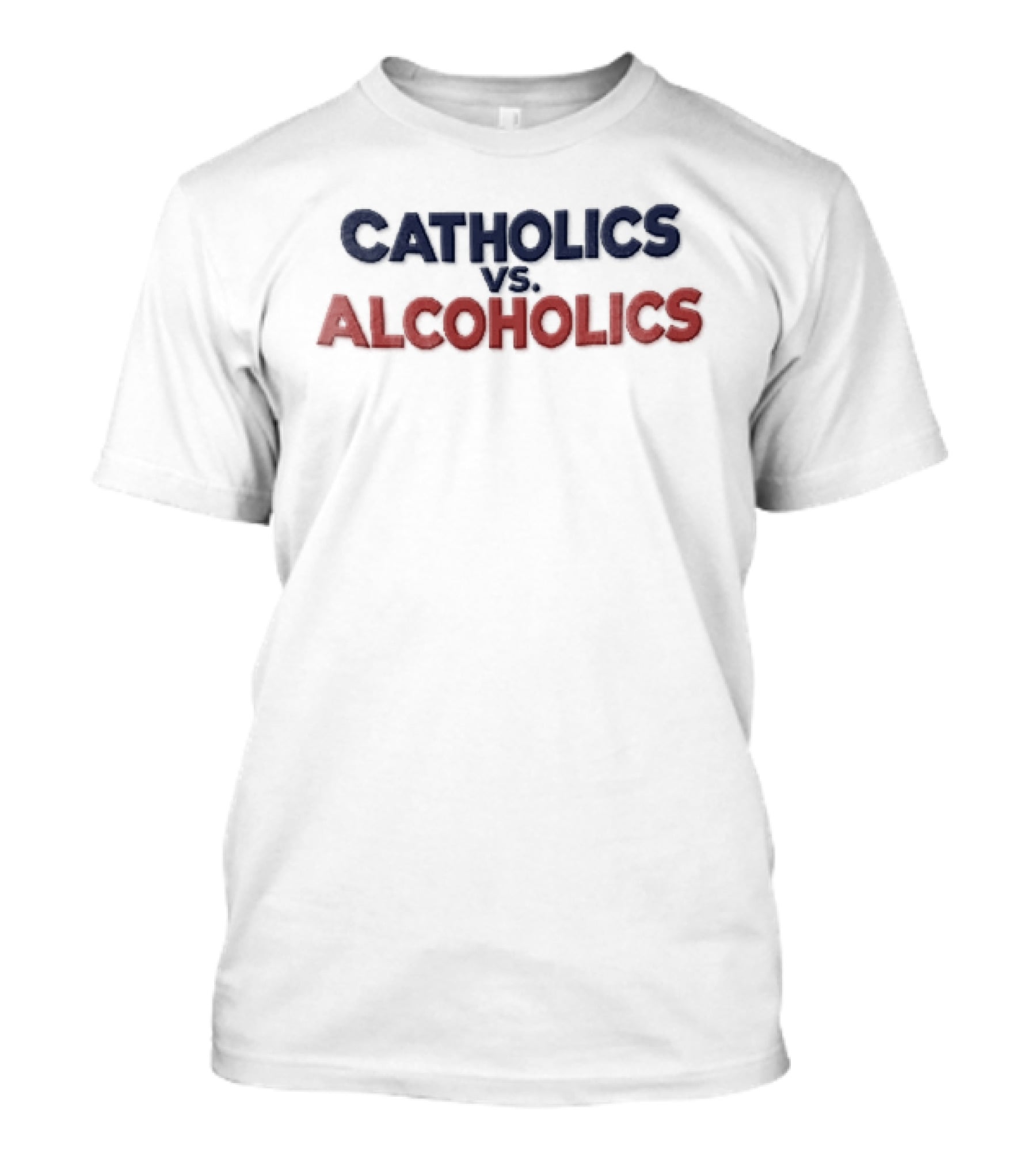 Catholics Vs Alcoholics Navy Dark Blue Red Stacked T-Shirt