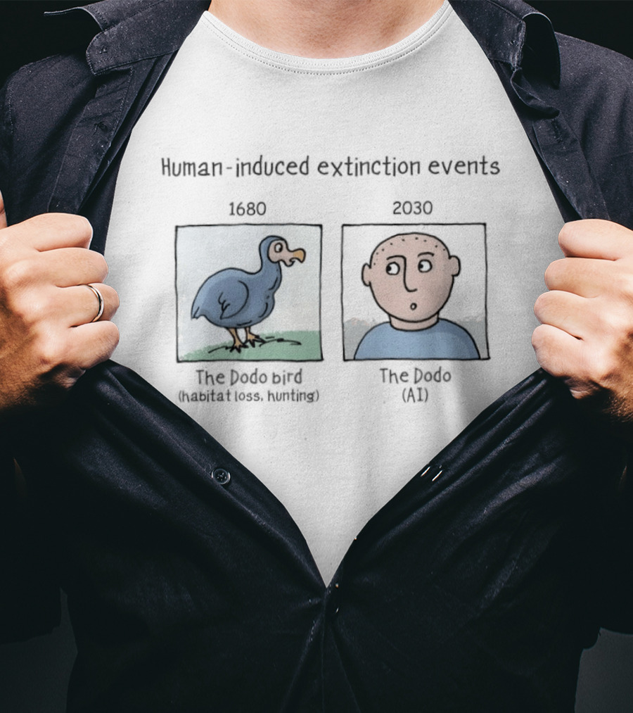 Human Induced Extinction Events Dodo Bird 1680 And AI 2023 T-Shirt