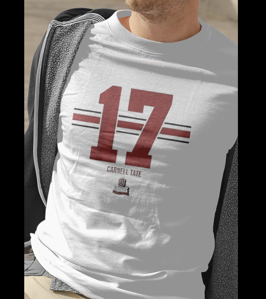 Ohio State Buckeyes Carnell Tate 17 Stripe Football T-Shirt