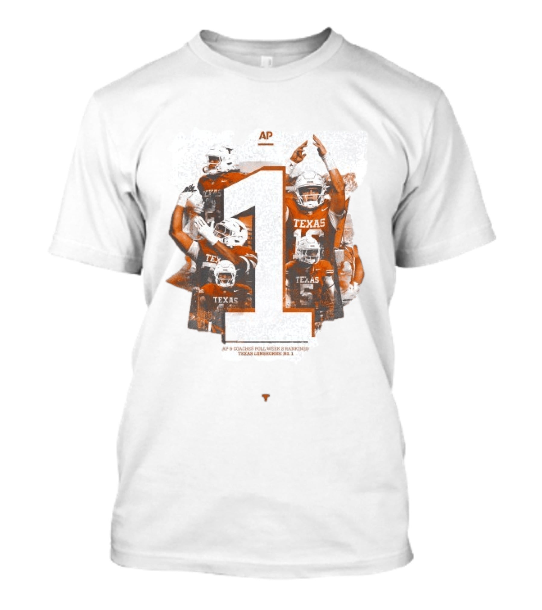 Texas Longhorns AP Coaches Poll Week 2 Rankings Number 1 T-Shirt