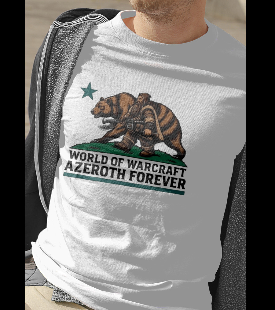 World Of Warcraft Azeroth Forever Dwarf With Bear Companion T-Shirt