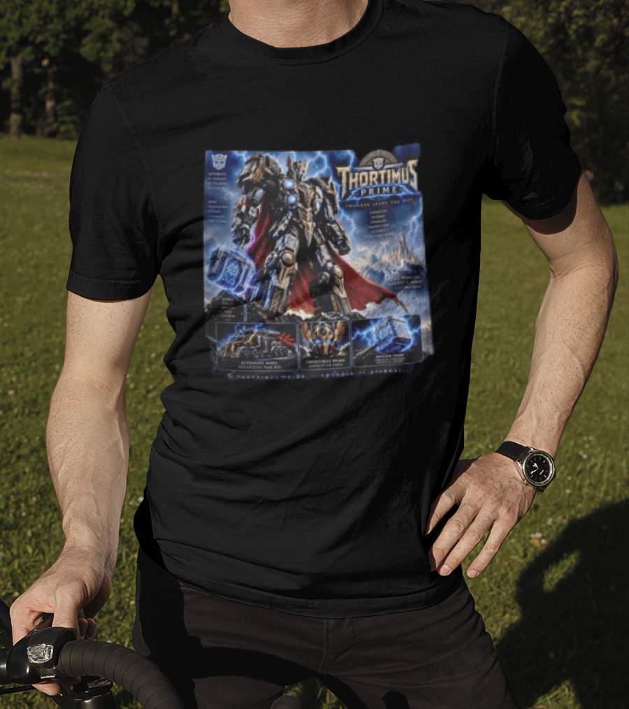 Thortimus Prime Thunder Ceases The War Autobots Hybrid Robot Thor With Hammer Movie T-Shirt