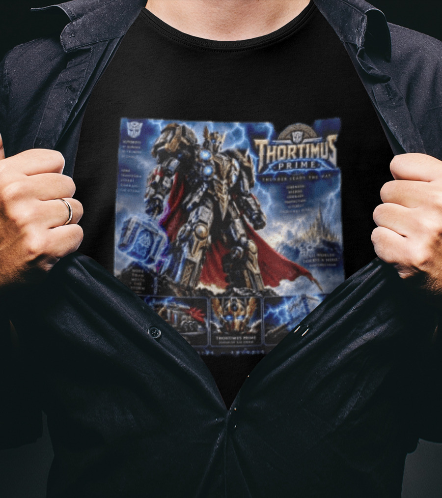Thortimus Prime Thunder Ceases The War Autobots Hybrid Robot Thor With Hammer Movie T-Shirt