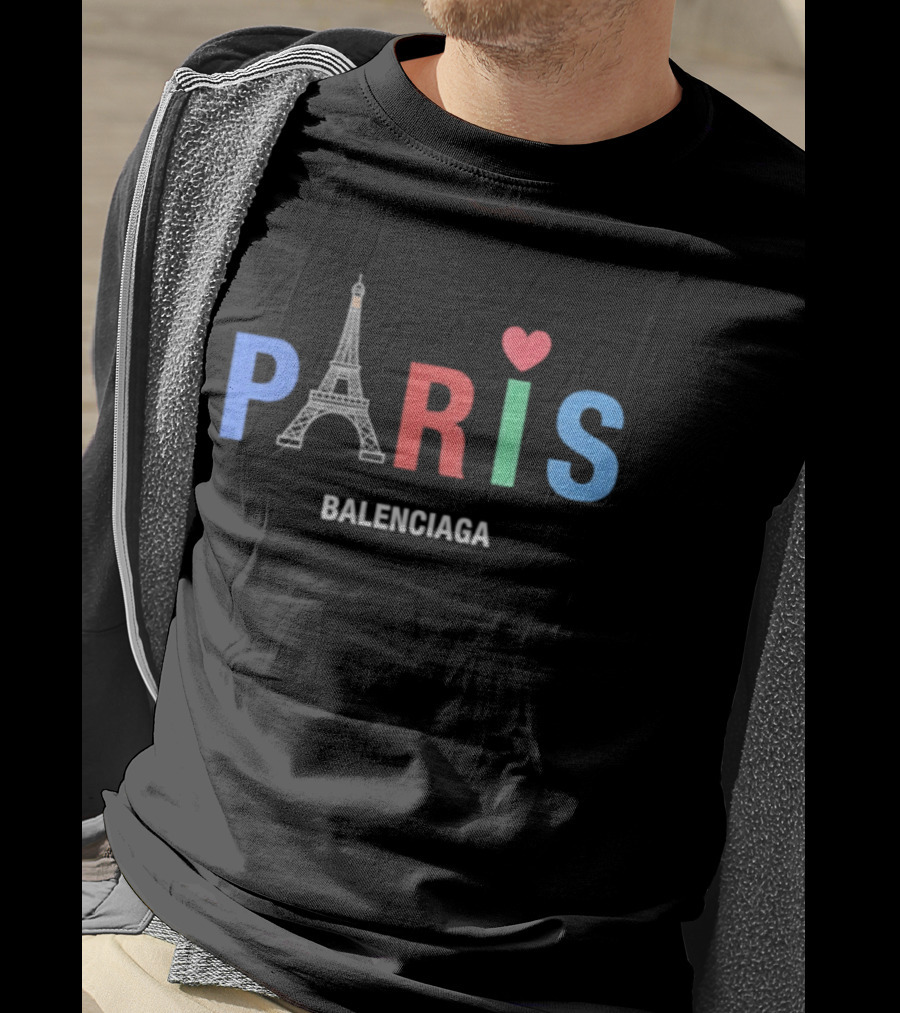 Balenciaga Paris Eiffel Tower Heart T-Shirt