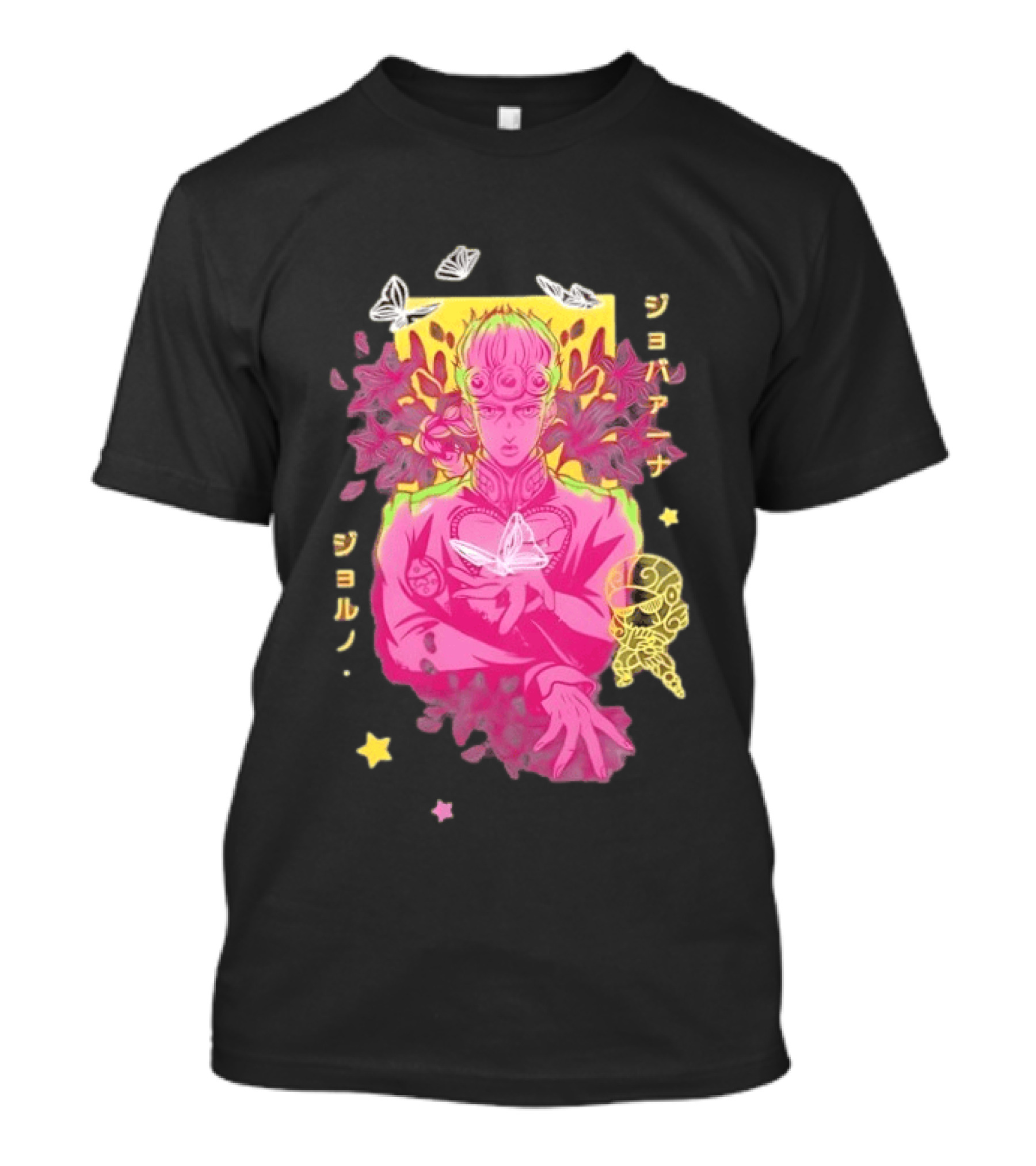 Giorno Giovanna JoJo's Bizarre Adventure Romaji Butterflies Neon Manga T-Shirt