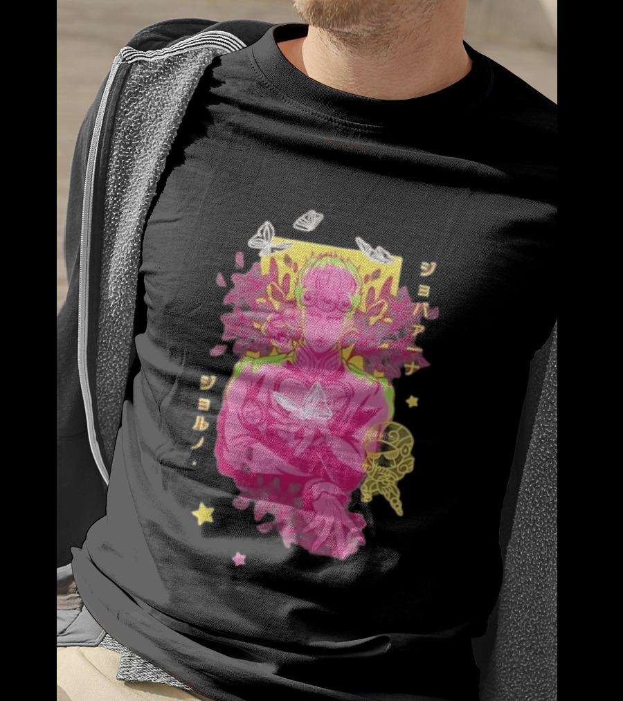Giorno Giovanna JoJo's Bizarre Adventure Romaji Butterflies Neon Manga T-Shirt