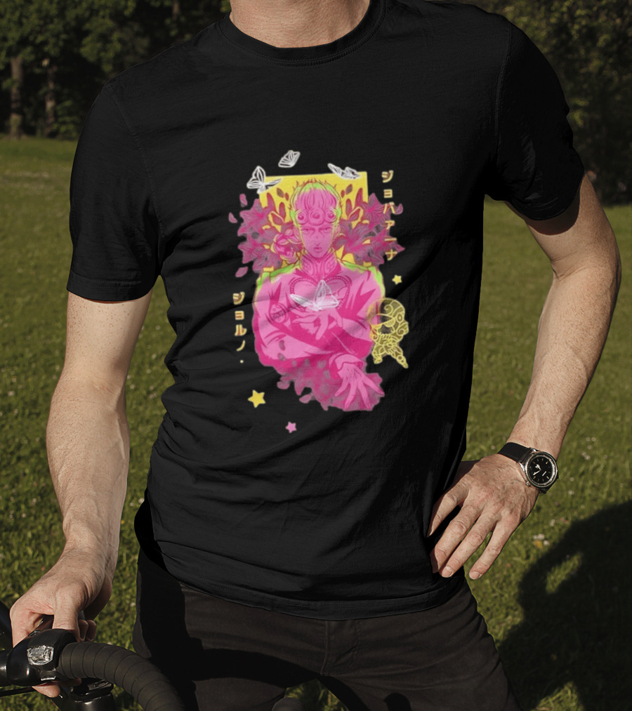 Giorno Giovanna JoJo's Bizarre Adventure Romaji Butterflies Neon Manga T-Shirt
