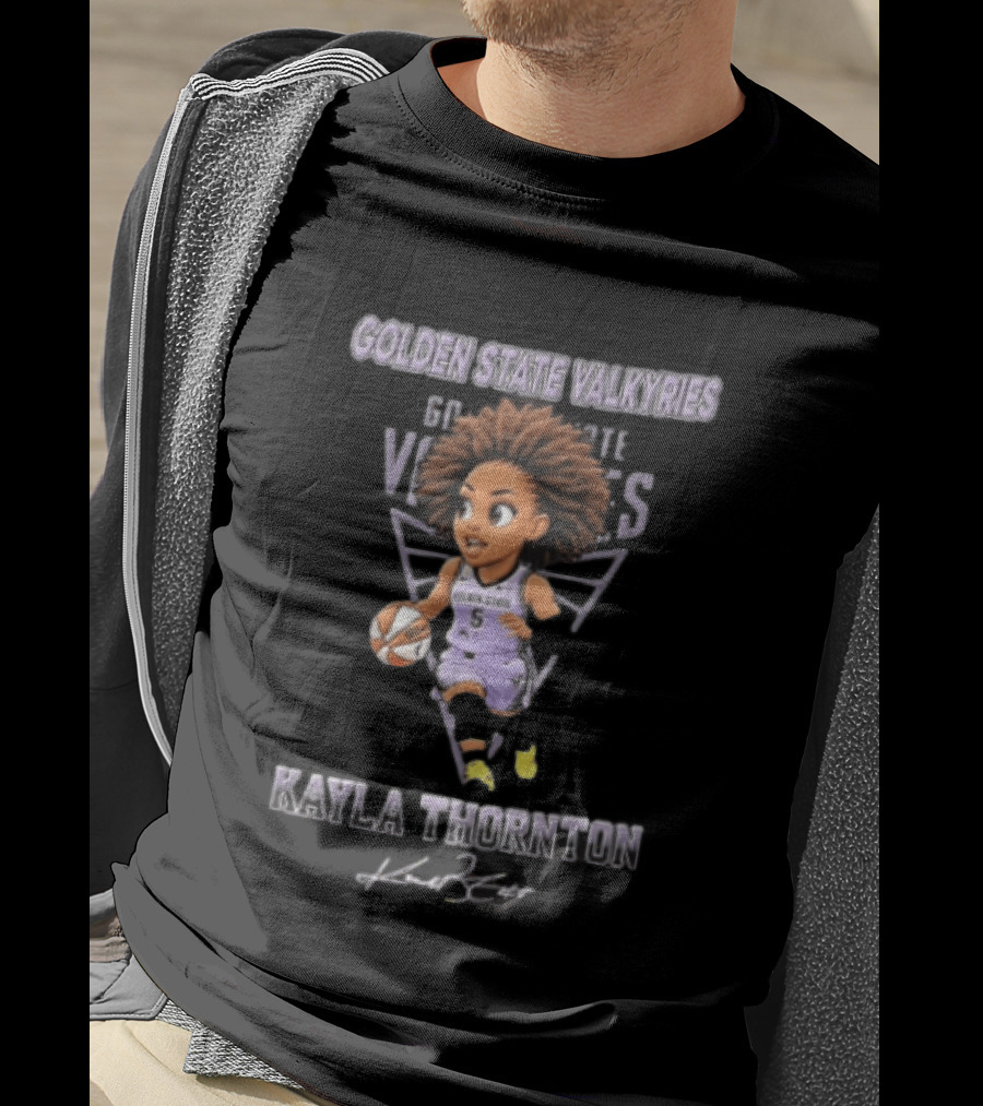 Golden State Valkyries Kayla Thornton Cartoon Caricature Dribbling Basketball WNBA T-Shirt