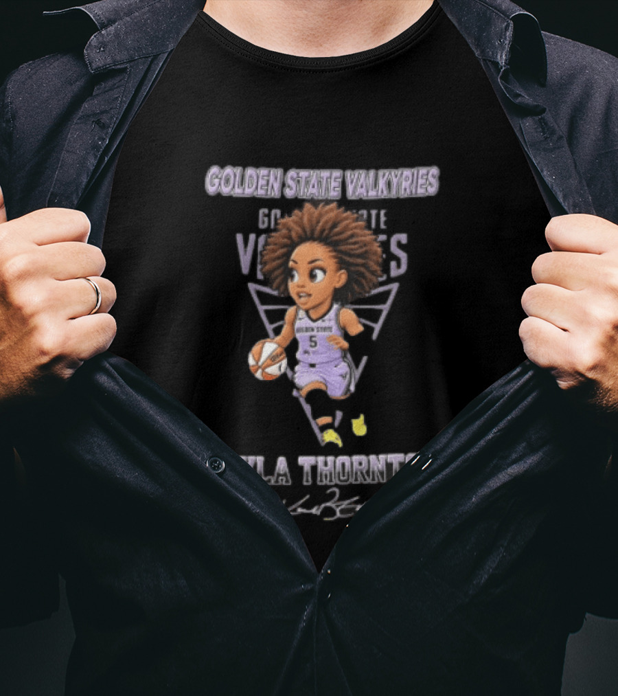 Golden State Valkyries Kayla Thornton Cartoon Caricature Dribbling Basketball WNBA T-Shirt