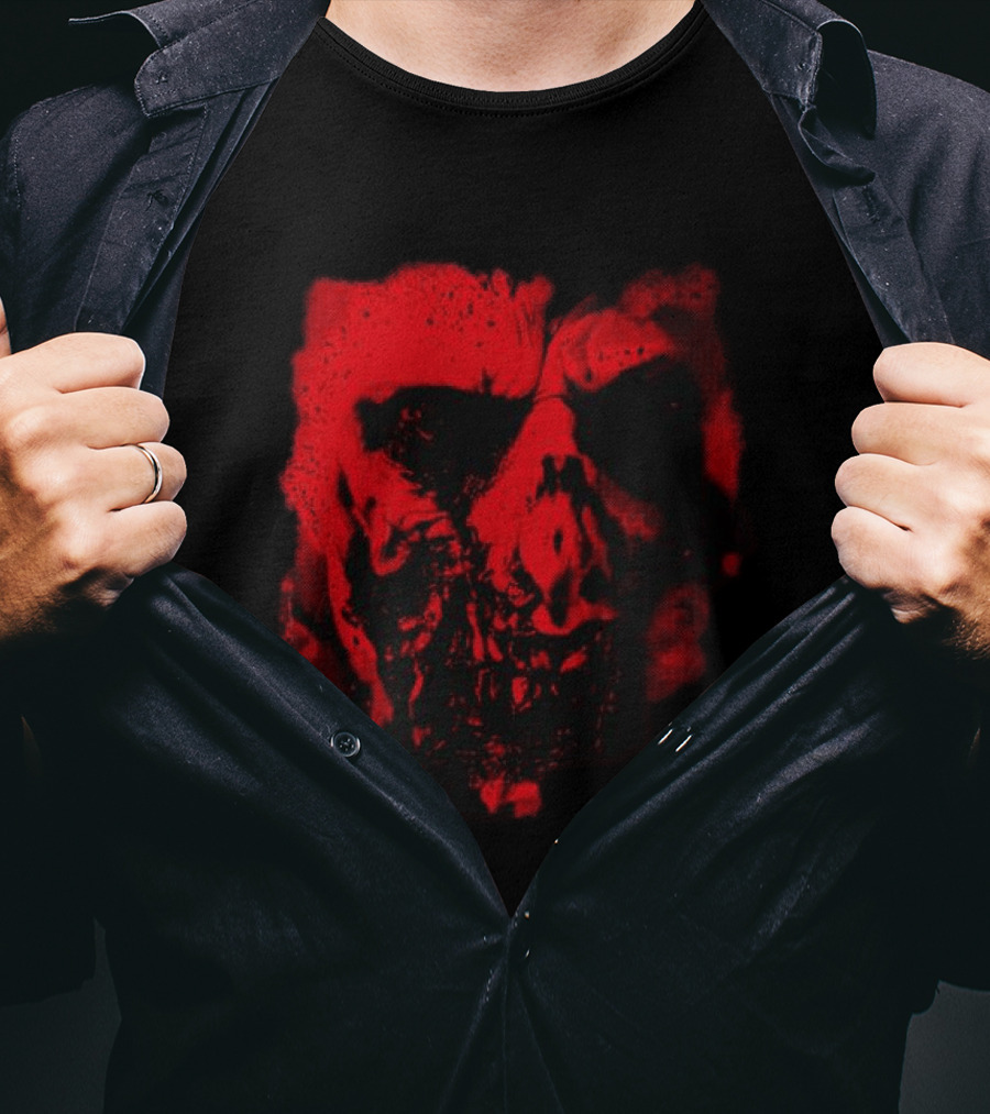 Heavy Spoilers Shop Infected Skull Horror Face T-Shirt