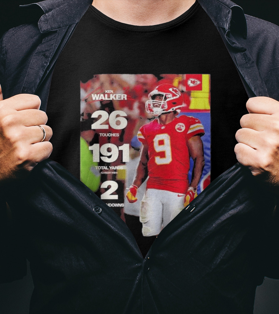 Ken Walker Kansas City Chiefs Career High 26 Touches 191 Total Yards 2 Touchdowns T-Shirt