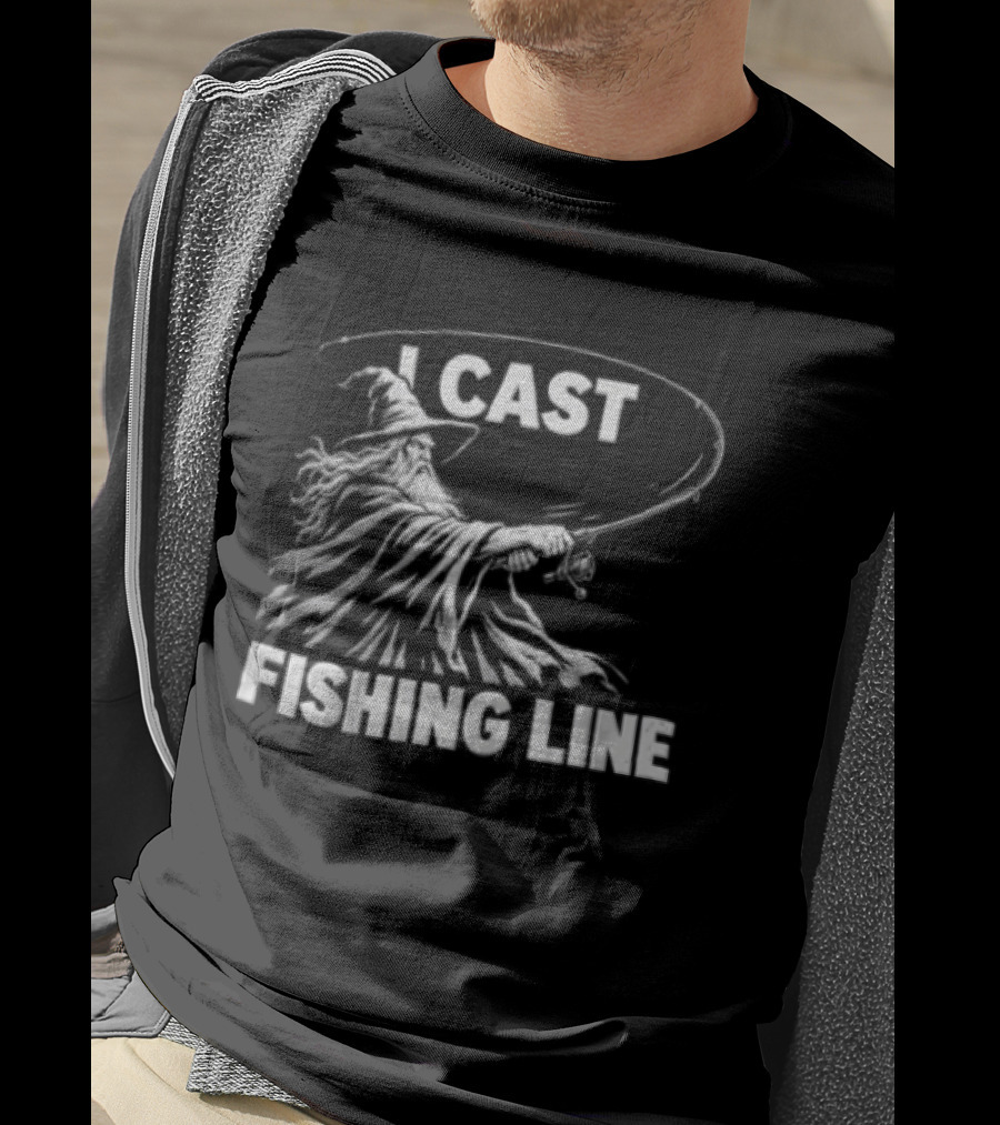 I Cast Fishing Line Wizard Angler Humor Fantasy Magic T-Shirt
