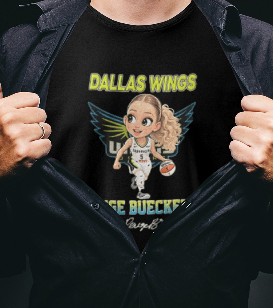 Dallas Wings Paige Bueckers Cartoon Dribbling Basketball Wings T-Shirt