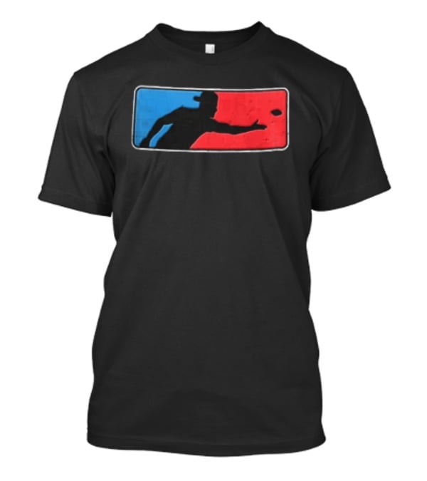 Distressed Red Blue Disc Golf Throwing Silhouette Sports Ultimate T-Shirt