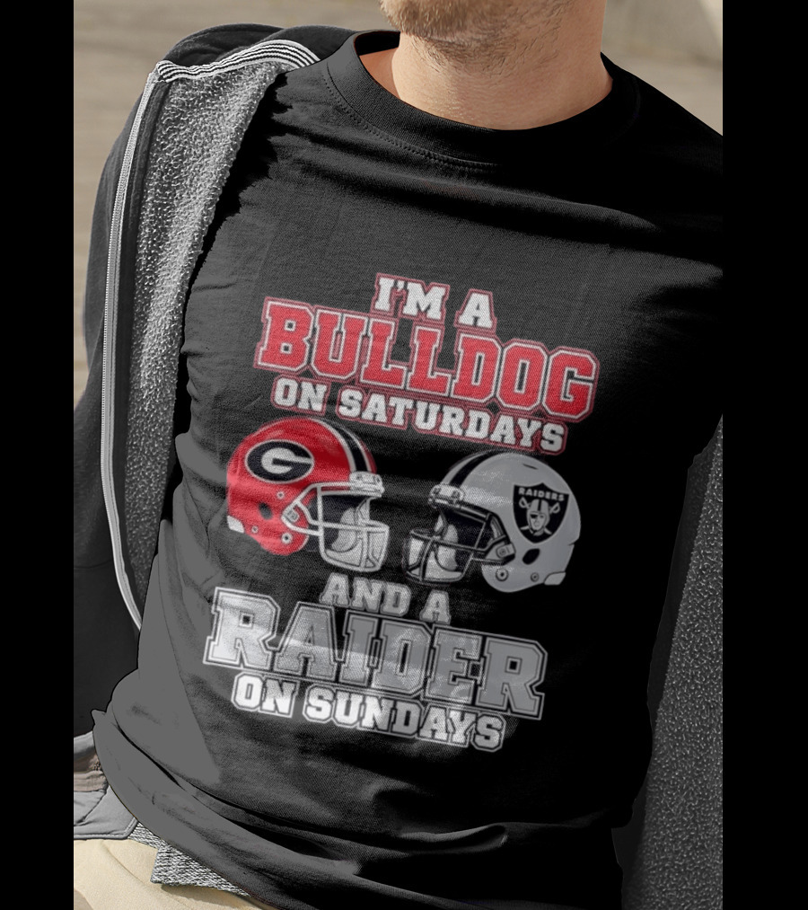 I'm A Bulldog On Saturdays And A Raider On Sundays Georgia G Helmet Raiders Helmet T-Shirt