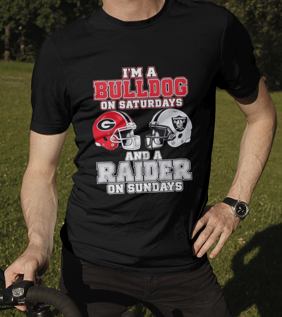 I'm A Bulldog On Saturdays And A Raider On Sundays Georgia G Helmet Raiders Helmet T-Shirt