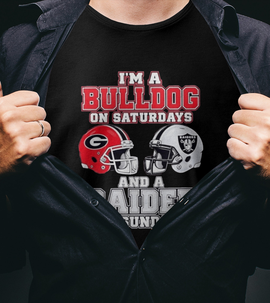 I'm A Bulldog On Saturdays And A Raider On Sundays Georgia G Helmet Raiders Helmet T-Shirt