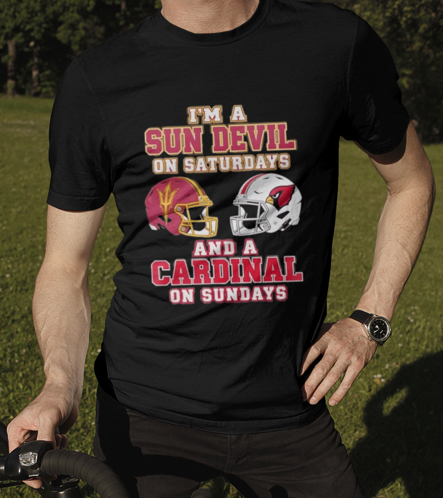I'm A Sun Devil On Saturdays And A Cardinal On Sundays Helmet T-Shirt