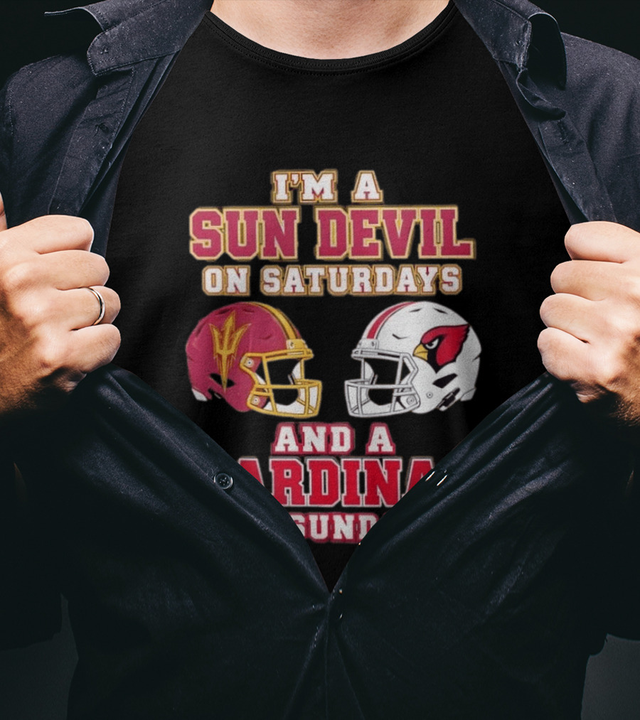 I'm A Sun Devil On Saturdays And A Cardinal On Sundays Helmet T-Shirt