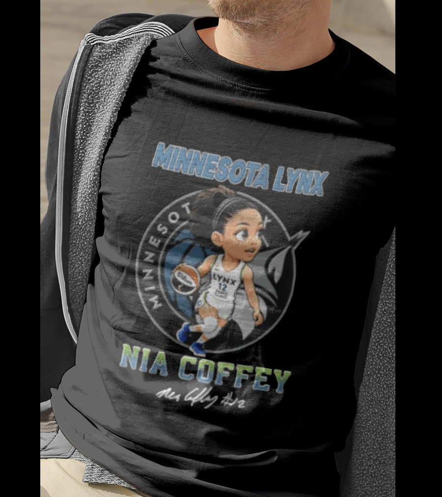 Minnesota Lynx Nia Coffey Cartoon Caricature Player Dribbling #12 T-Shirt