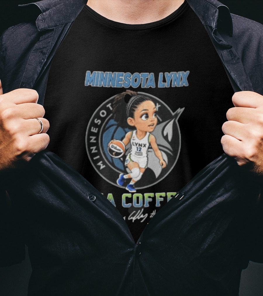 Minnesota Lynx Nia Coffey Cartoon Caricature Player Dribbling #12 T-Shirt
