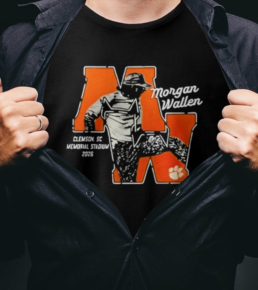 Morgan Wallen Clemson SC Memorial Stadium 2026 Tour Concert Tiger Paw T-Shirt