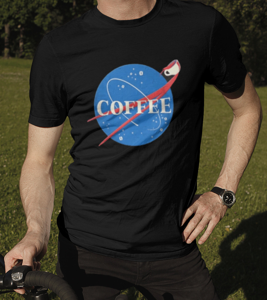 Nasa Coffee Meatball Spilling Cup Orbit Beans Distressed T-Shirt