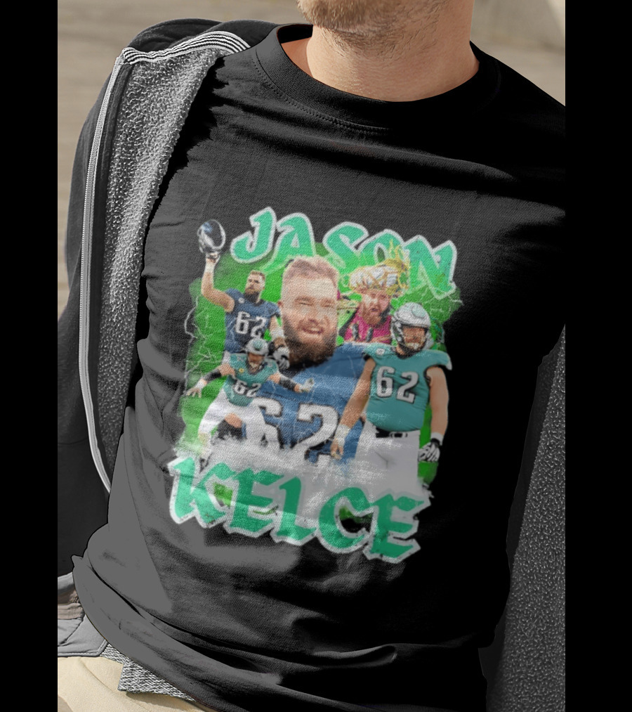 Jason Kelce 62 Philadelphia Eagles Vintage Style Football Fan T-Shirt