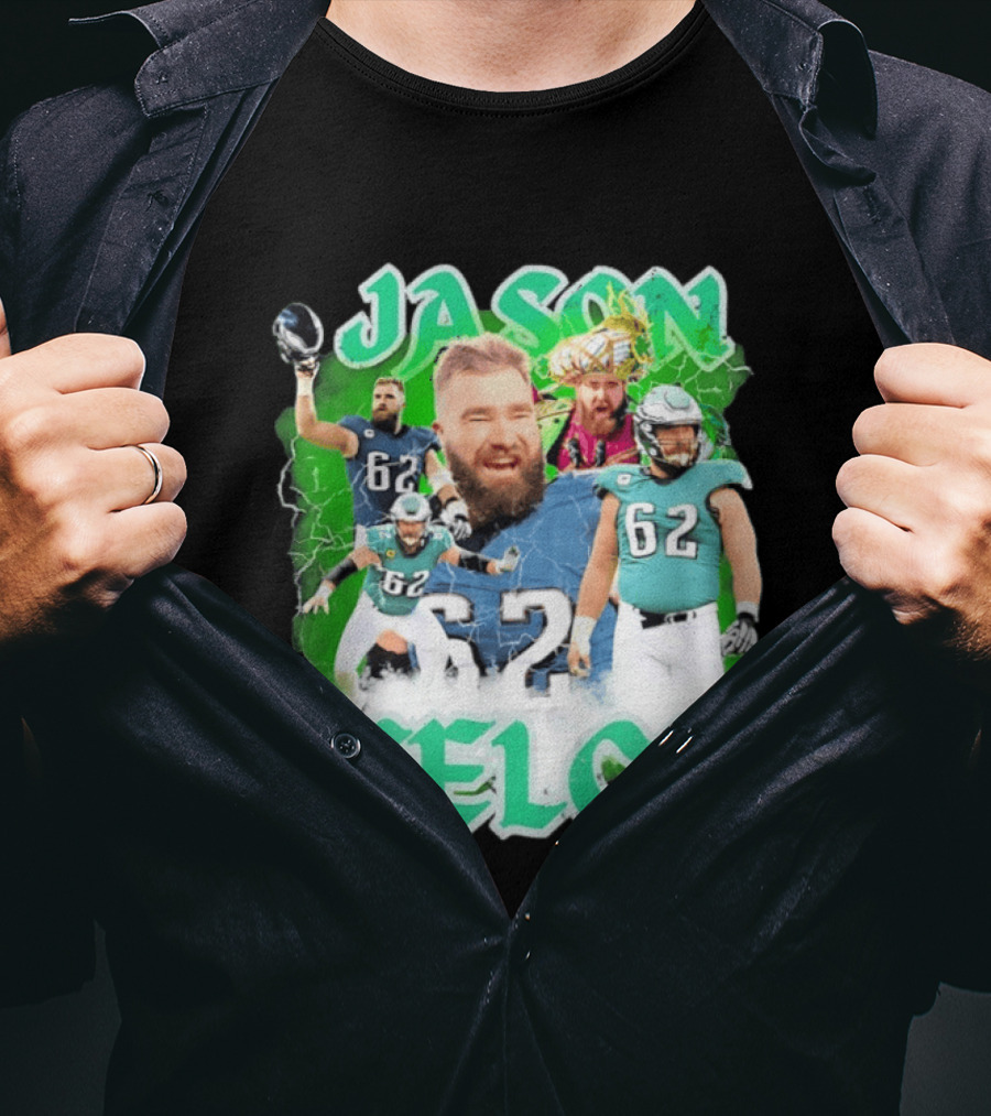 Jason Kelce 62 Philadelphia Eagles Vintage Style Football Fan T-Shirt