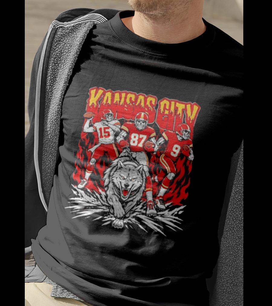 Kansas City Chiefs 15 87 9 Players With Wolf T-Shirt