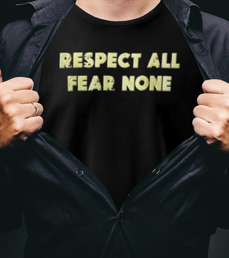 Respect All Fear None Yellow Distressed T-Shirt