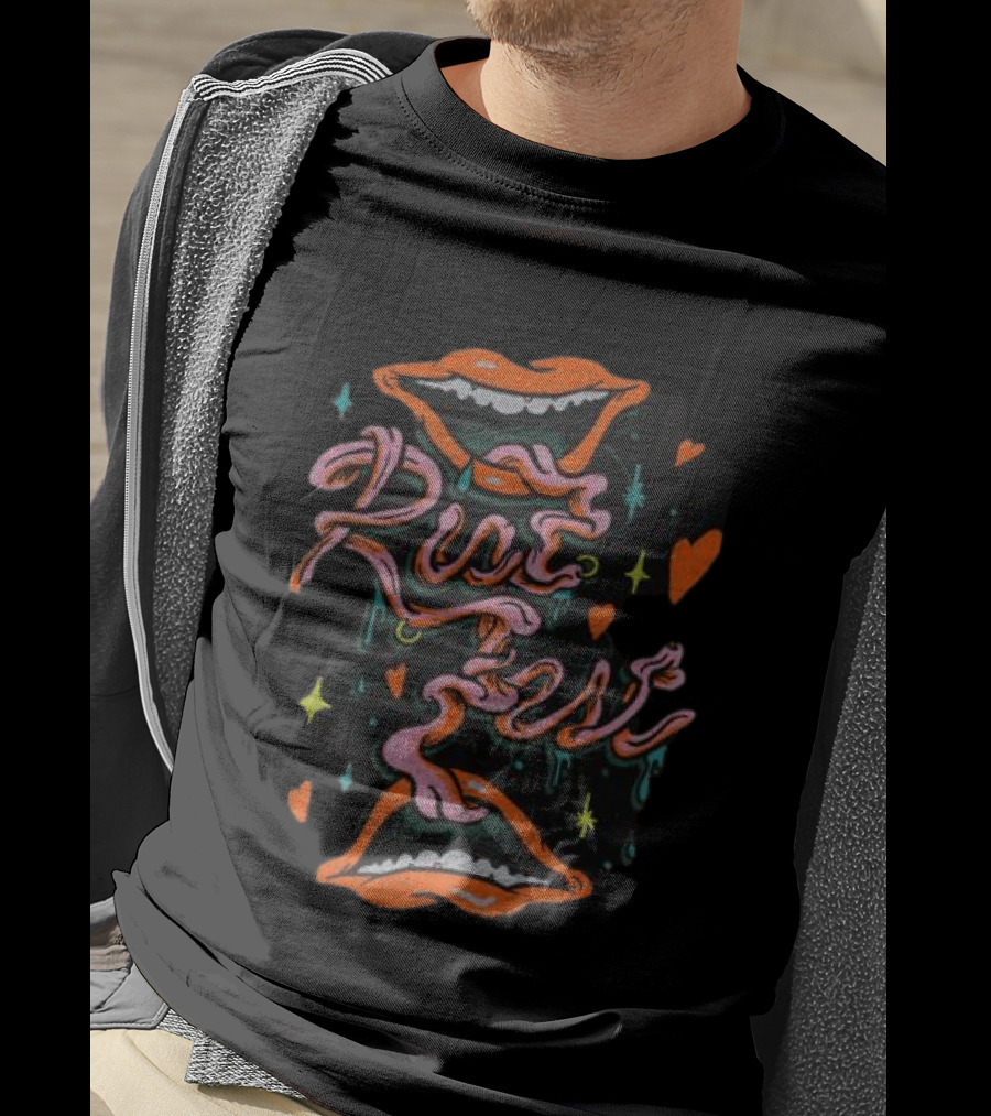 Riot 2026 Tongue Tied Lineup Graphic With Mouths And Hearts T-Shirt