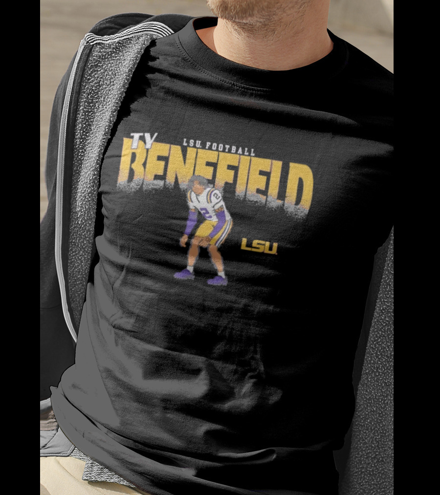 Ty Benefield No 2 LSU Football Tigers Paintbrush T-Shirt