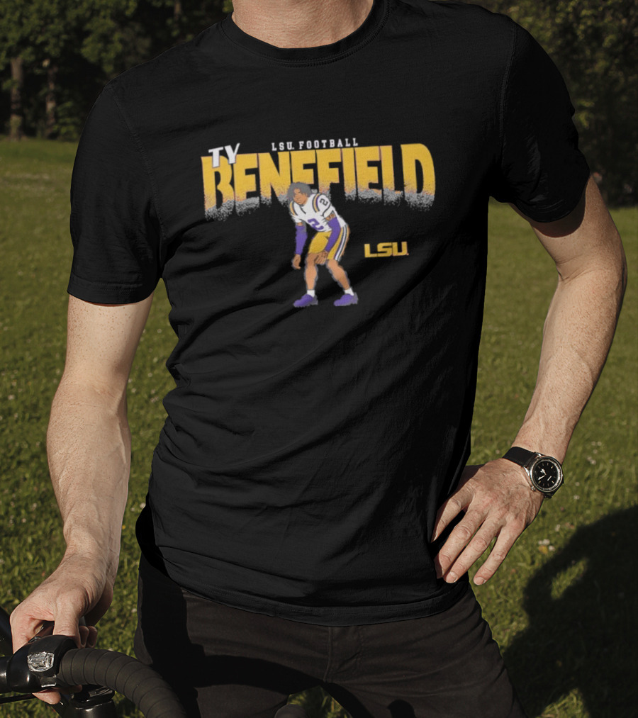 Ty Benefield No 2 LSU Football Tigers Paintbrush T-Shirt