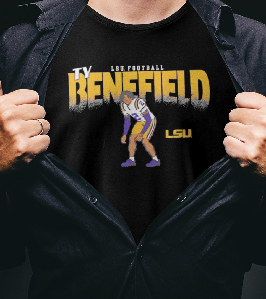 Ty Benefield No 2 LSU Football Tigers Paintbrush T-Shirt