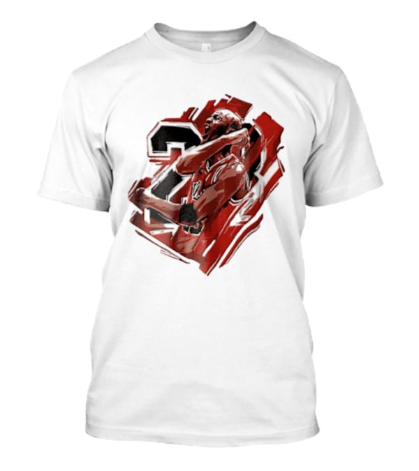 Basketball Player Number 23 Celebration Red Brushstrokes T-Shirt