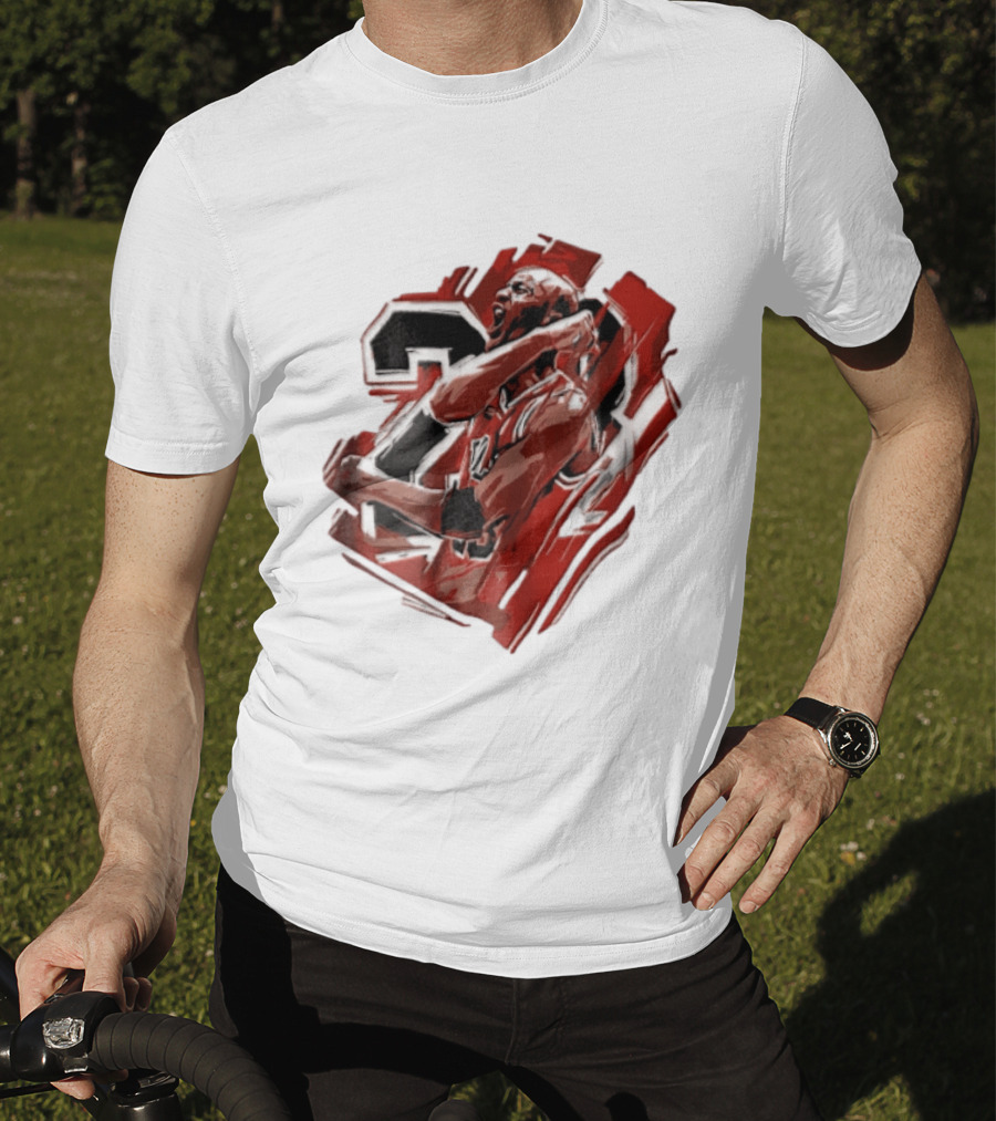 Basketball Player Number 23 Celebration Red Brushstrokes T-Shirt