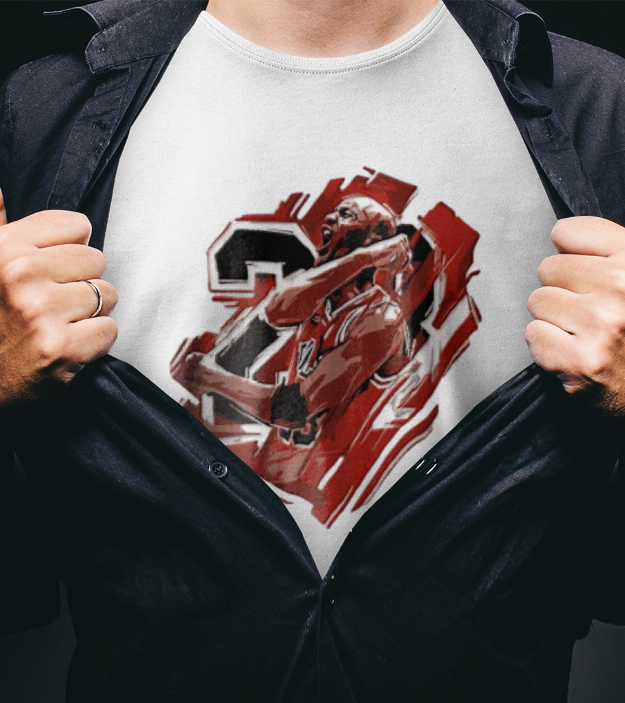 Basketball Player Number 23 Celebration Red Brushstrokes T-Shirt
