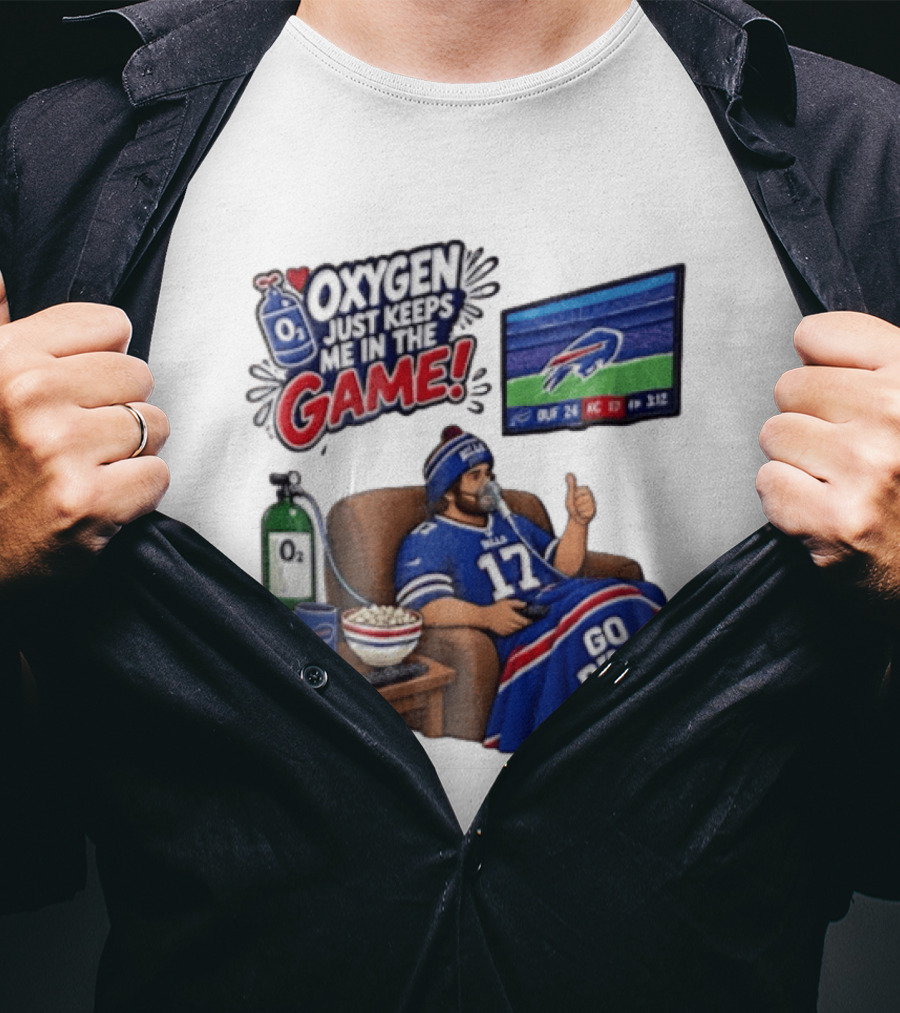 Buffalo Bills Oxygen Just Keeps Me In The Game Go Bills Cartoon Man Ing TV T-Shirt