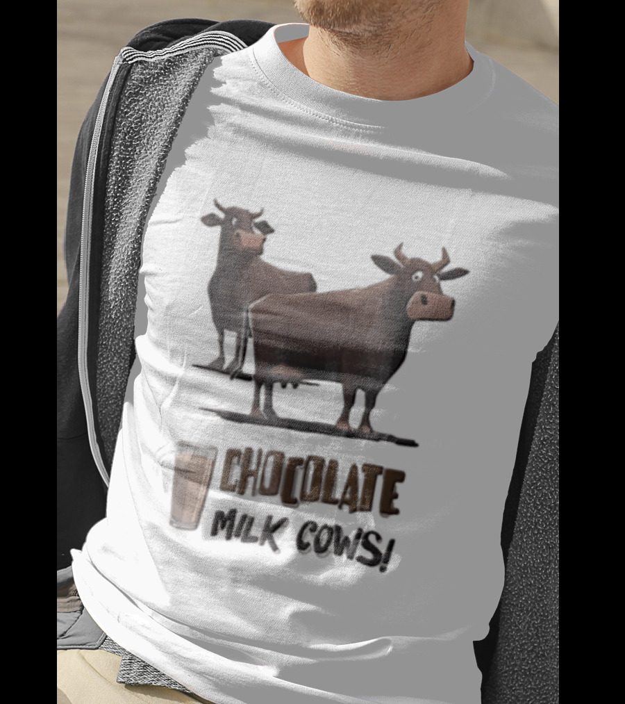 Brown Cartoon Cattle Chocolate Milk Cows Two Standing Glass Cup T-Shirt