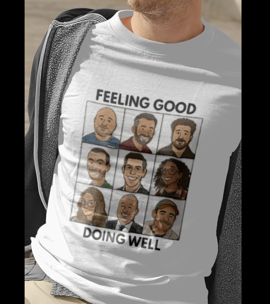 Feeling Good Doing Well Nine Cartoon Caricature Grid T-Shirt