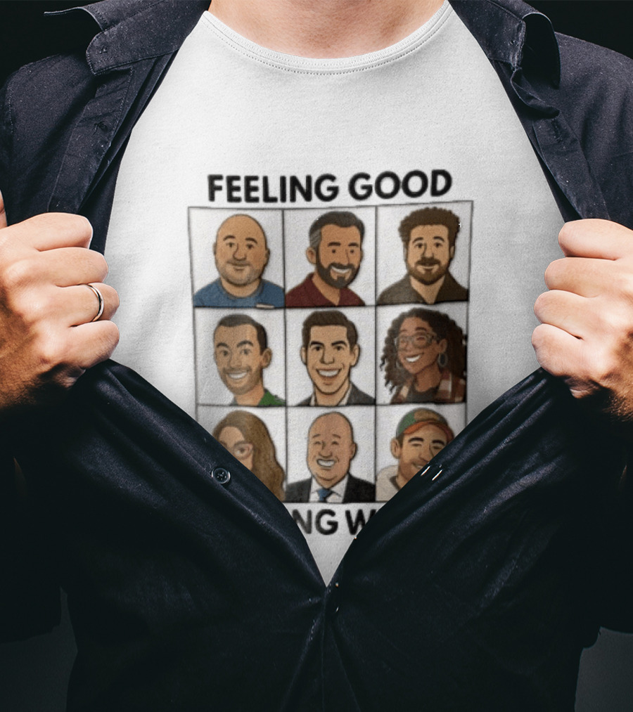 Feeling Good Doing Well Nine Cartoon Caricature Grid T-Shirt