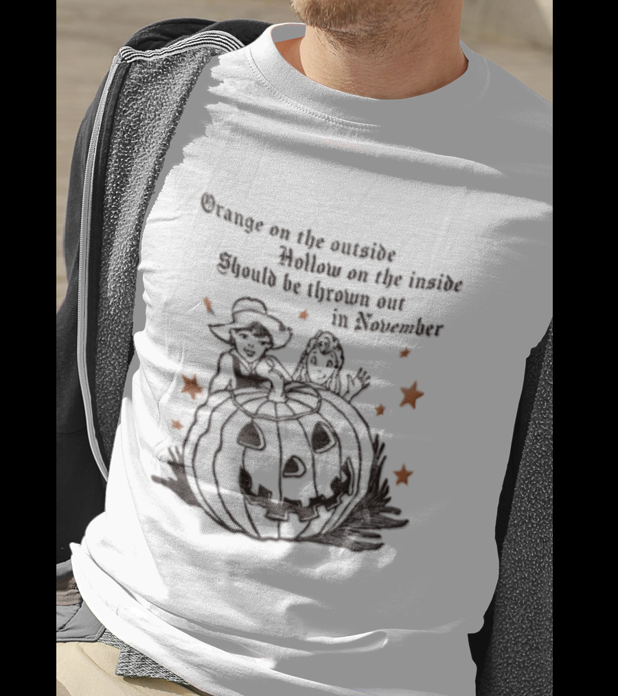 Orange On The Outside Hollow On The Inside Should Be Thrown Out In November Pumpkin Stars T-Shirt