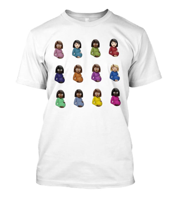 Pregnant Women Emoji Stickers Diverse Colors Collection T-Shirt