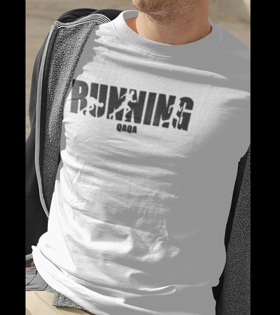 Qaqa Running Athlete Block Negative Space Sports T-Shirt