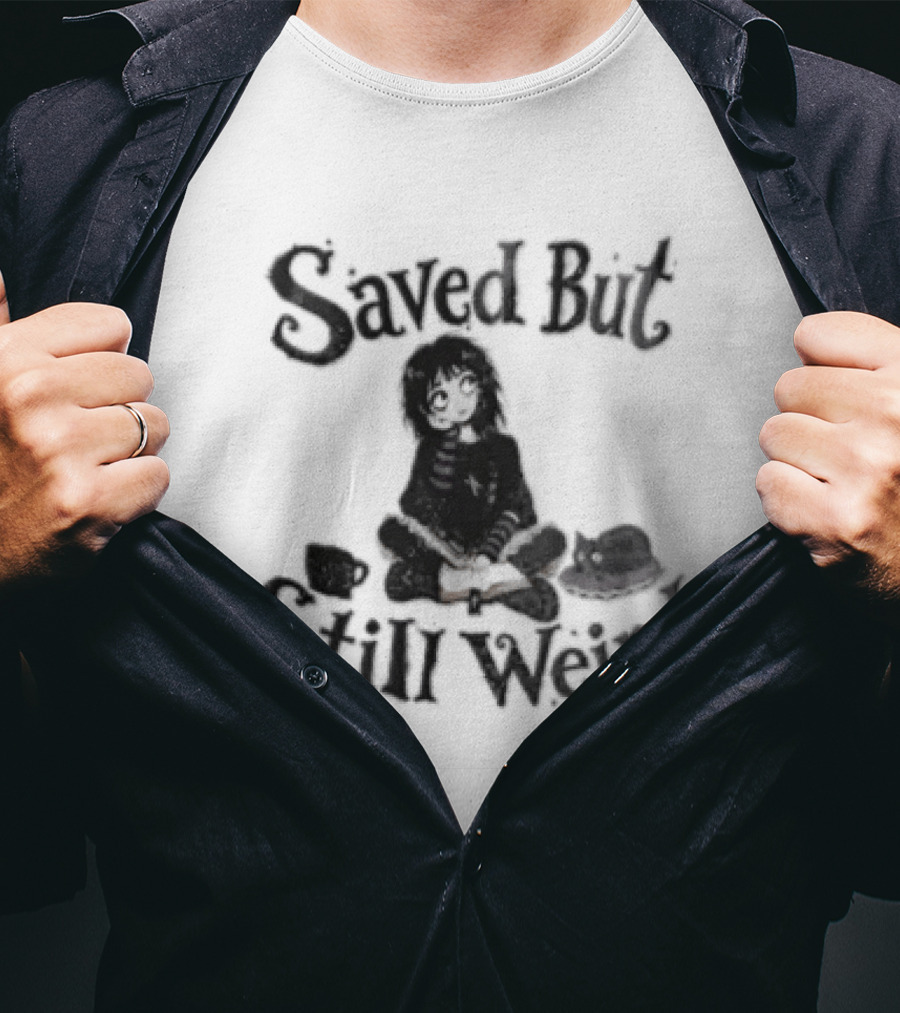 Saved But Still Weird Girl Reading With Cat T-Shirt